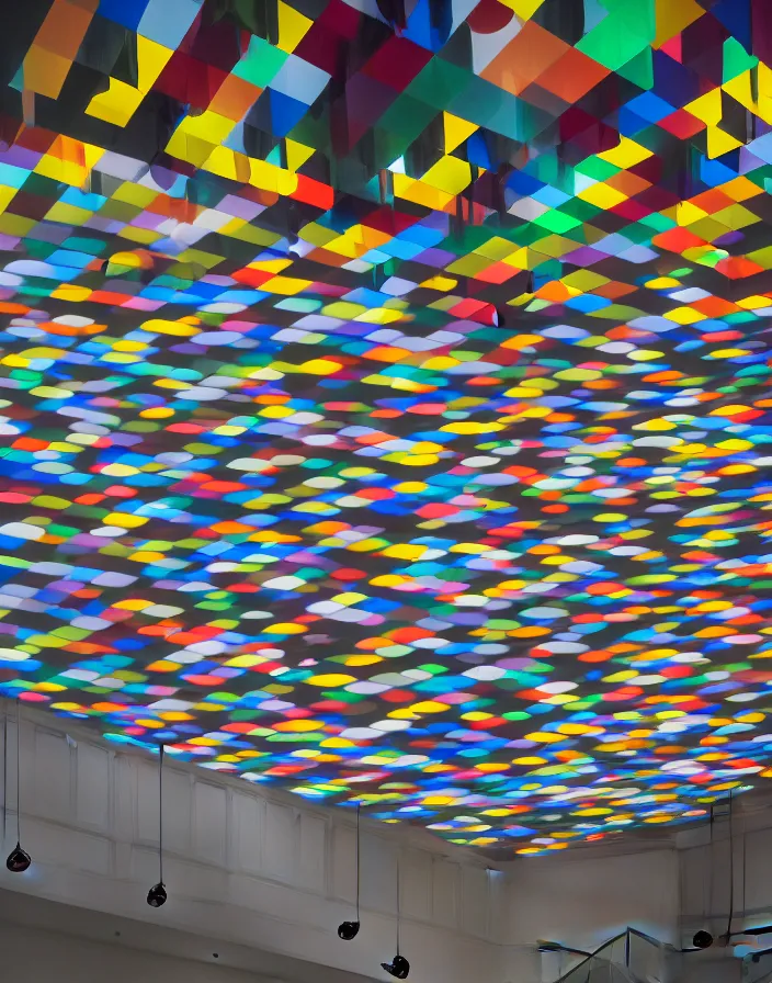 Prompt: high fashion close - up of a slick fashionable zara raincoat floating suspended mid - air over a wet rainy contemporary lighting art installation designed by olafur eliason, okuda, shot by steven meisel, denis villeneuve, wes anderson, lily frank, symmetry, rule of thirds