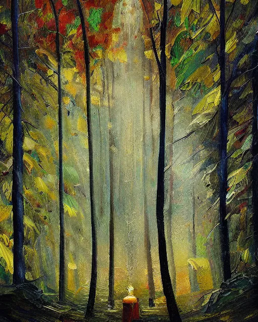 Image similar to a detailed relistic painting of a tresure in the middle of a forest, an oil painting by benito quinquela martin, behance contest winner, american scene painting, sharp detail, behance contest winner, metaphysical painting, concert poster, poster art