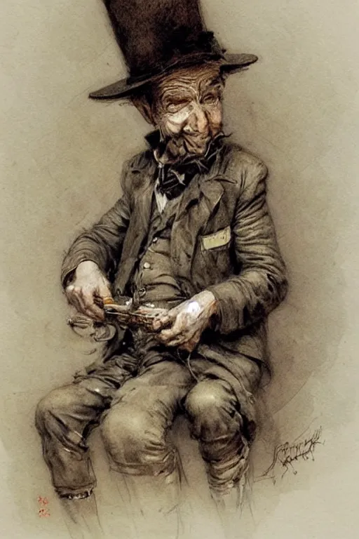 Image similar to ( ( ( ( ( gentlerobot wearing hat ) ) ) ) ) by jean - baptiste monge!!!!!!!!!!!!!!!!!!!!!!!!!!!