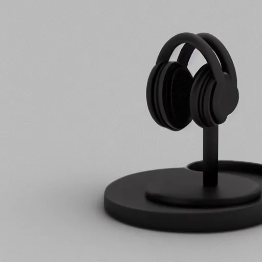 Image similar to headphone stand, futuristic, techno, cyberpunk, product design, render, cute, swag, geometric, fun, iconic