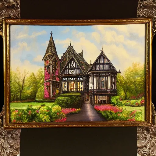 Image similar to gothic mansion oil painting