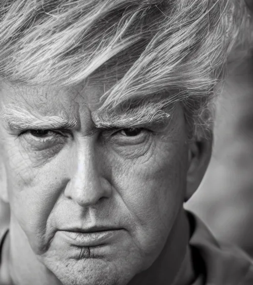 Image similar to award winning 5 5 mm close up portrait color photo of super saiyan trump, in a park by luis royo. soft light. sony a 7 r iv