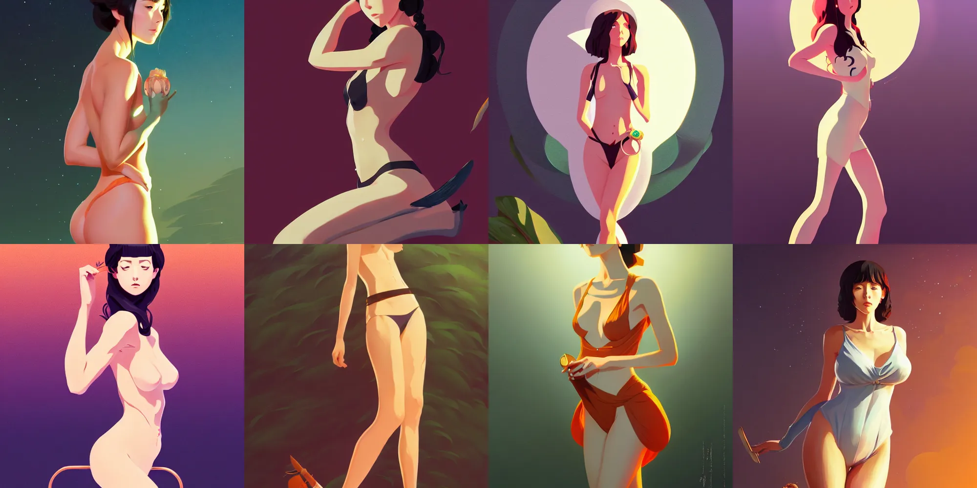Prompt: full body portrait of a seductive goddess, artstation, elegant, highly detailed, digital painting, concept art, smooth, sharp focus, illustration, art by studio ghibli, fujita goro, atey ghailan, tom whalen, jean giraud 8 k
