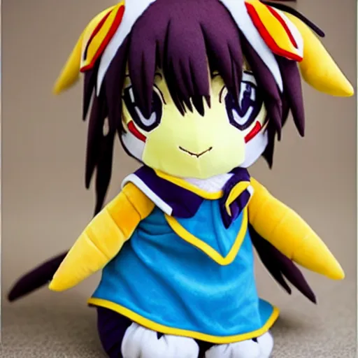 Image similar to cute fumo plush of haruhi suzumiya