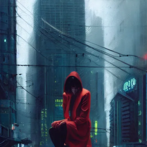 Image similar to detailed portrait of a woman, moment, cyberpunk elevated train, electronic billboards, tech noir, wet reflections, atmospheric, ambient, livia prima, greg rutkowski, edward hopper, pj crook