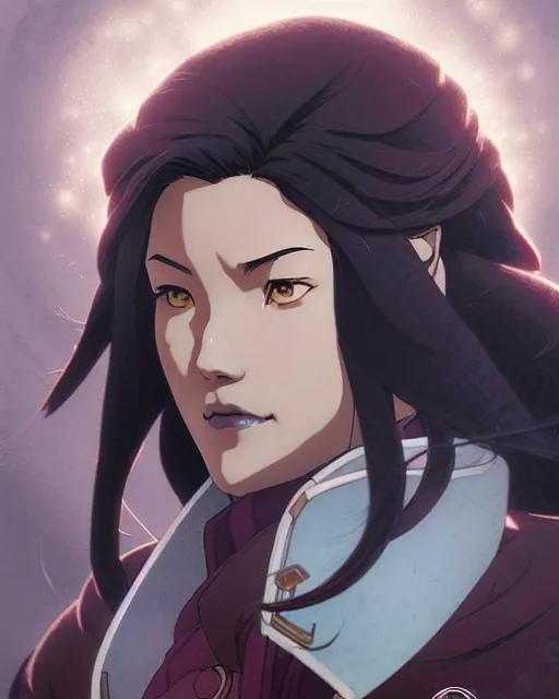 Prompt: asami from the legend of korra, character portrait, portrait, close up, concept art, intricate details, highly detailed by greg rutkowski, michael whelan and gustave dore