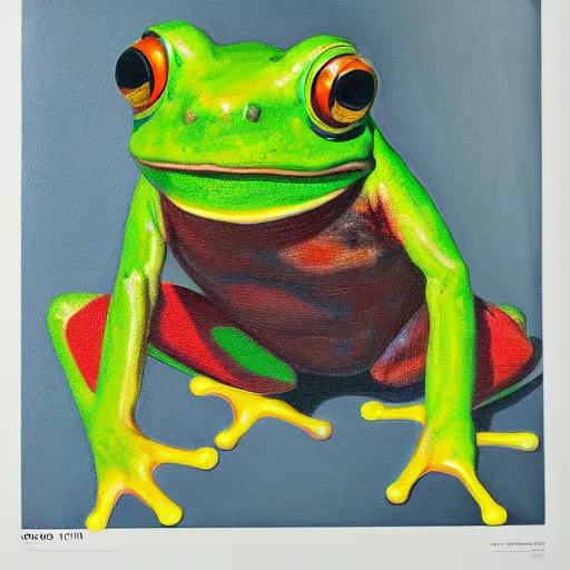 Image similar to Portrait of a frog, Oil on canvas, Centre Pompidou catalog