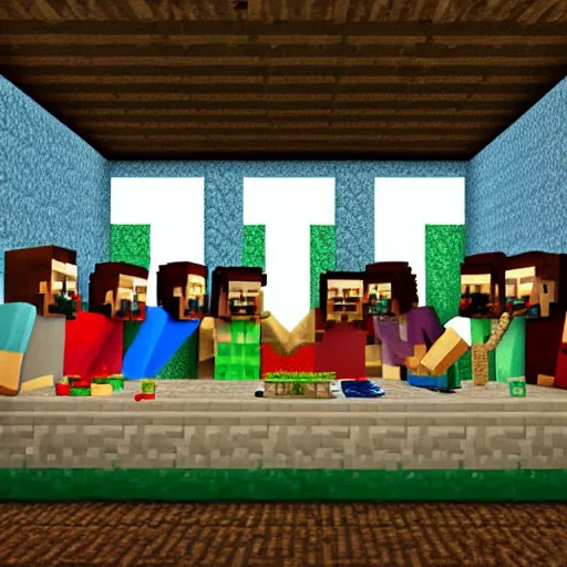 Prompt: the last supper, minecraft