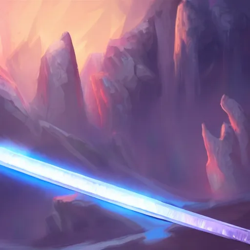 Image similar to magical glowing sword, artefact, no people, xianxia, trending on artstation