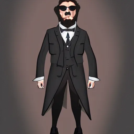 Image similar to cyclops in a tuxedo, digital painting, character concept art
