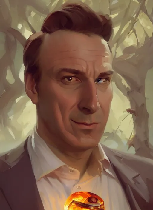 Image similar to portrait of saul goodman, painting by sargent and leyendecker, fantasy, medium shot, asymmetrical, intricate, elegant, matte painting, illustration, hearthstone, by rhads, by greg rutkowski, by greg tocchini, by james gilleard, by joe fenton