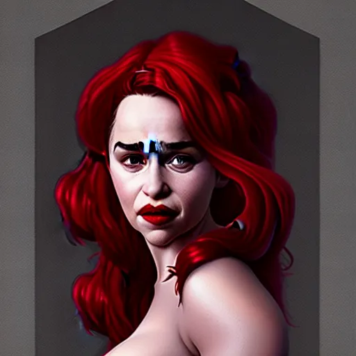 Image similar to emilia clarke as jessica rabbit, character headshot portrait, sharp, digital matte painting, art by luis royo, greg rutkowski, wlop, dramatic lighting, trending on artstation