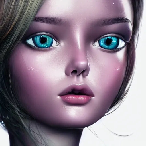 Image similar to beautiful image of a android robot girl with glossy skin created by kuroyu, artstation, high quality, highly detailed