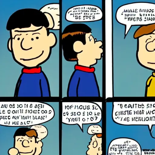 Image similar to chris kattan as spock in the style of charles schulz, peanuts, comic strip, cartoon, smooth lines