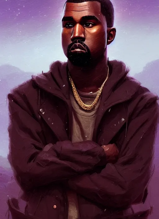 Image similar to highly detailed portrait kanye west posing! gta v stephen bliss unreal engine fantasy art by greg rutkowski loish rhads ferdinand knab makoto shinkai lois van baarle ilya kuvshinov rossdraws tom bagshaw global illumination radiant light detailed intricate environment