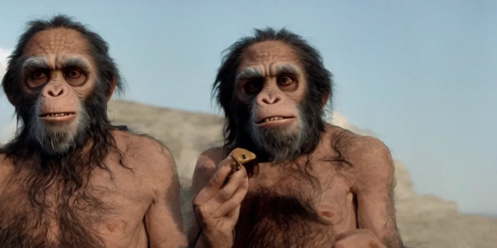 Image similar to film still of Tommy Chong in Planet of the Apes