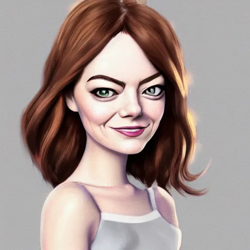 Prompt: emma stone portrait by isabelle staub, disney cartoon face, pixar style, glamorous, character art, digital illustration, big eyes, semirealism, realistic shaded perfect face, fine details, realistic shaded lighting, soft and blurry