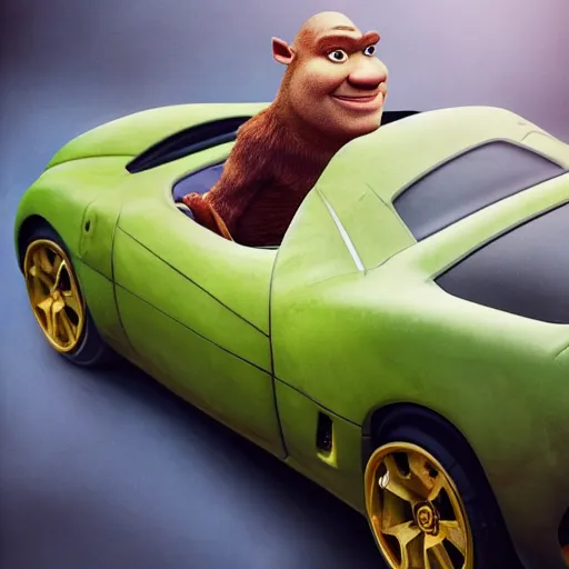 Prompt: a photo of shrek in the drivers seat of a ferari, Realistic, Refined, Highly Detailed, Cinematic pastel Lighting, fine art photography by Paolo Roversi, volumetric lighting, hyper realistic photography