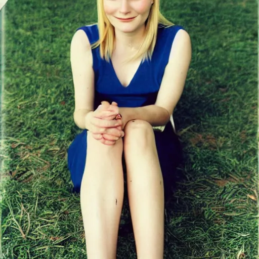 Prompt: 2002 Kirsten Dunst sticking bare leg towards the camera, pov, realistic.