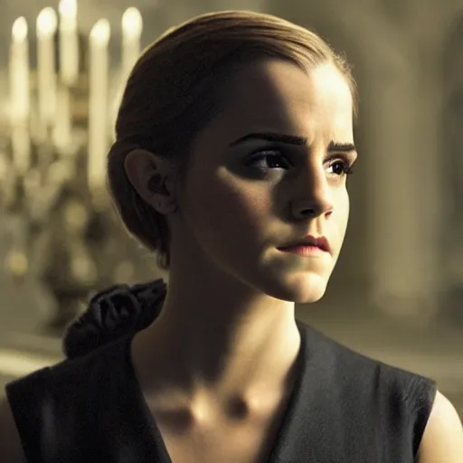 Prompt: emma watson as lord voldemort, no nose