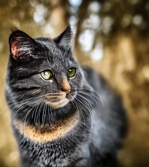 Prompt: award winning 5 5 mm portrait color photo of an admiral cat in full military outfit and aviators, in a park by luis royo. soft light. sony a 7 r iv