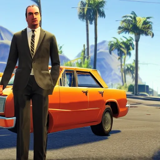 Image similar to saul goodman as a grand theft auto 5 character