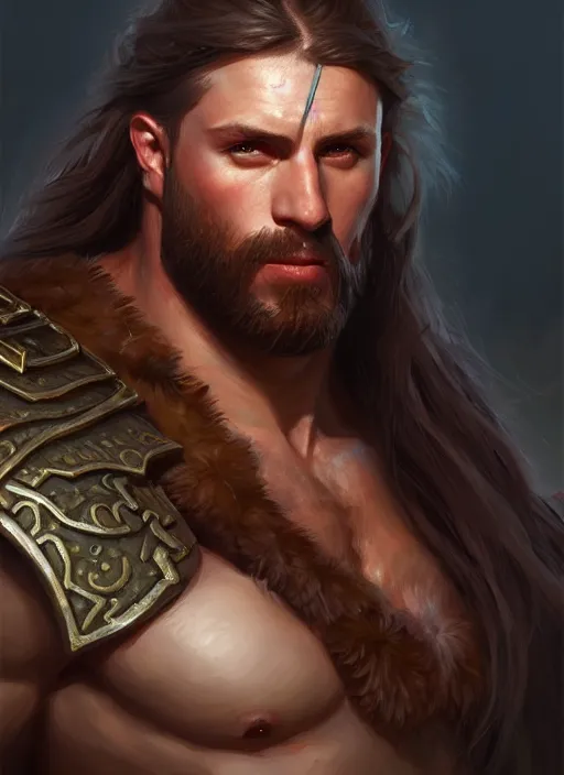 Image similar to a _ fantasy _ style _ portrait _ painting _ of barbarian oil _ painting _ unreal _ 5 _ daz. _ rpg _ portrait _ extremely _ detailed _ artgerm _ greg _ rutkowski _ greg