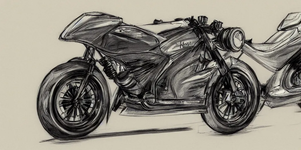Prompt: 1990s motorcycle sketch concept art, high detail, high definition, 8k