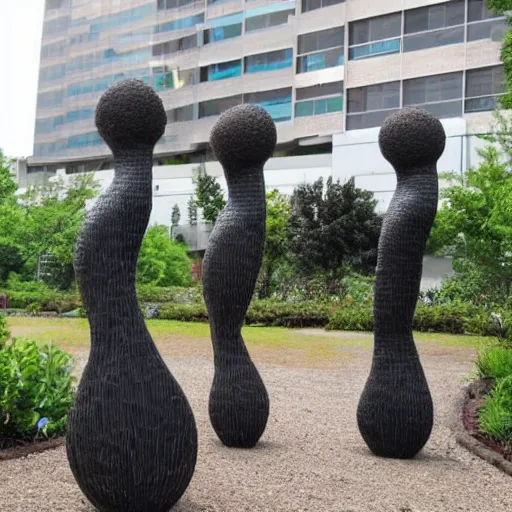 Prompt: : afro futuristic sculpture garden