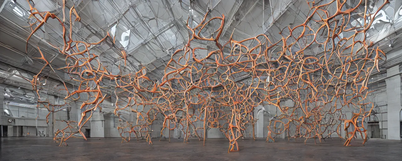 Prompt: To fathom hell or go angelic, just take a pinch of psychedelic. A colossal sculptural installation collaboration by Anthony Caro and Antony Gormley, reimagined by future artists on a distant planet