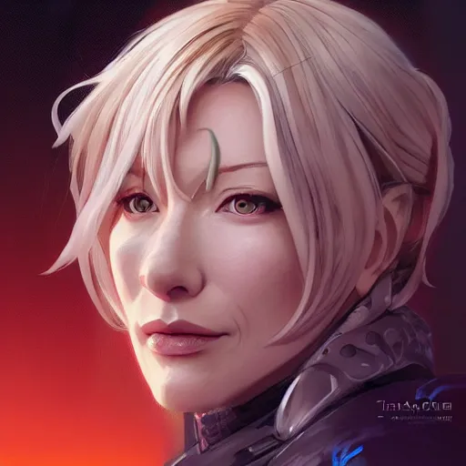 Image similar to An anime portrait of cate blanchett , by Stanley Artgerm Lau, WLOP, Rossdraws, James Jean, Andrei Riabovitchev, Marc Simonetti, and Sakimichan, tranding on artstation