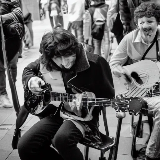 Image similar to paris metro buskers 1980s, XF IQ4, 150MP, 50mm, F1.4, ISO 200, 1/160s, natural light