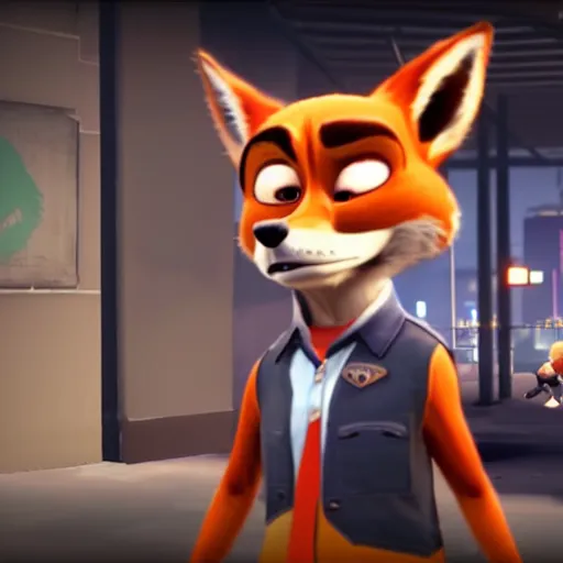 Image similar to Screenshot from Payday 2 featuring Nick Wilde (from Zootopia)