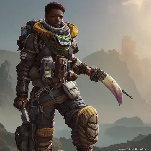 Image similar to photo realistic image of pathfinder from apex legends, stunning 3 d render inspired art by istvan sandorfi and greg rutkowski, character posing, complete body, realistic and detailed eyes, realistic, highly detailed attributes and atmosphere, dim volumetric cinematic lighting,