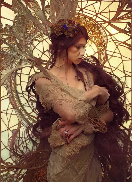 Image similar to portrait of a stunningly beautiful, highly detailed, 3 5 mm photo, artstation, concept art, sharp focus, 2 8 mm macro photo, art by artgerm and greg rutkowski and alphonse mucha, incredibly beautiful and symmetrical, incredibly detailed, award winning art, royal