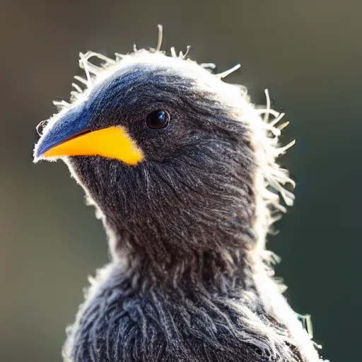 Image similar to a kiwi bird wearing a wooly hat! Ultra realistic! 25mm f/1.7 ASPH Lens!