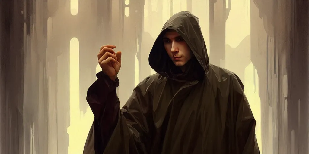 Prompt: european ( ( ( ( young bald man ) ) ) ) dressed in raincoat, full body male, clear face, masculine, upper body, highly detailed, digital painting, artstation, concept art, matte, sharp focus, illustration, art by artgerm and greg rutkowski and alphonse mucha