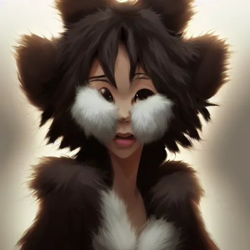 Image similar to cute furry girl with four arms, big fluffy ears, white fur and dark skin, dramatic lighting, cinematic, artstation, anime style