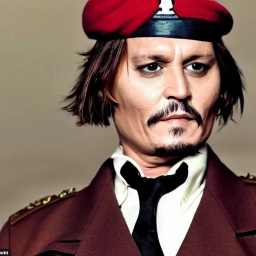 Image similar to johnny depp as a soldier in world war 2, award winning war photo