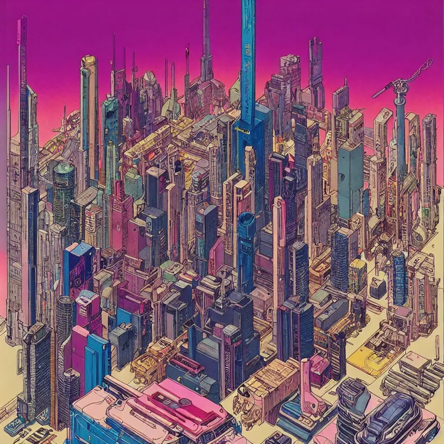 Prompt: ( ( ( ( stylish bar counter in cyberpunk city ) ) ) ) by mœbius!!!!!!!!!!!!!!!!!!!!!!!!!!!, overdetailed art, colorful, artistic record jacket design