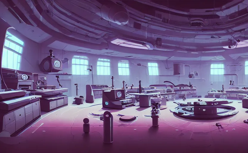 Image similar to Interior shot of a futuristic laboratory by Petros Afshar and Beeple, James Gilleard, Mark Ryden, Wolfgang Lettl highly detailed