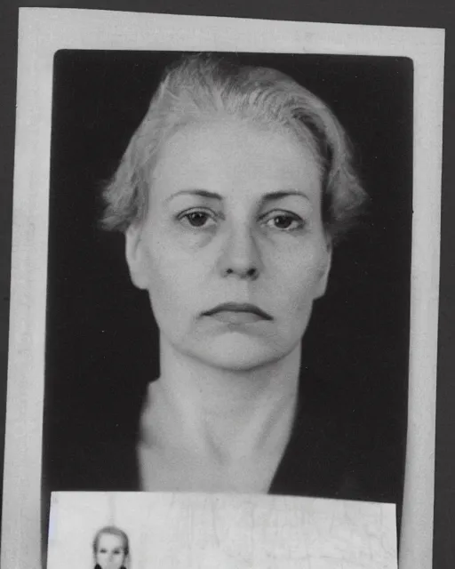 Image similar to a police mugshot of muriel kessler in latvia