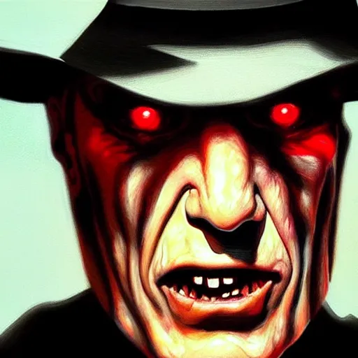 Image similar to an ultra - realistic portrait painting of freddy krueger in the style of alex ross. 4 k. ultra - realistic. highly detailed. epic lighting.