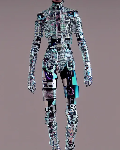 Prompt: leaked screenshot of Balenciaga campaign for the year 2032, cybernetic fashion