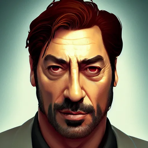 Prompt: Portrait of Javier Bardem as the Reaper, mattepainting concept Blizzard pixar maya engine on stylized background splash comics global illumination lighting artstation lois van baarle, ilya kuvshinov, rossdraws