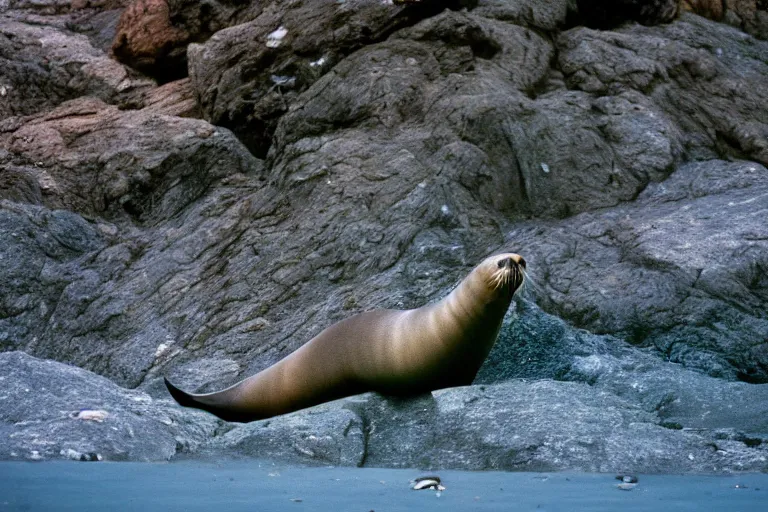 Image similar to a photo of a sealion centipede in its natural habitat, kodak ektachrome e 1 0 0 photography