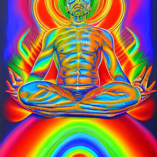Prompt: painting of mario relaxing by alex grey, psychedelic, vibrant, digital art, acrylic,