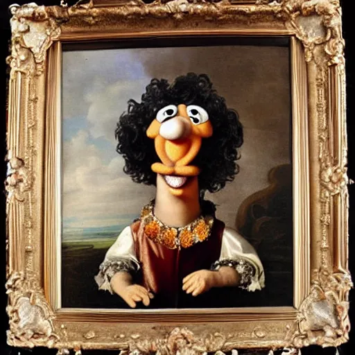 Image similar to baroque portrait of a muppet.