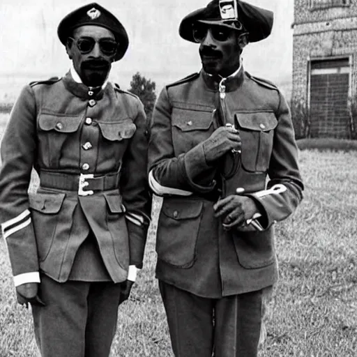 Image similar to [ [ [ [ [ snoop dogg ] ] ] ] ] as world war 1 soldiers