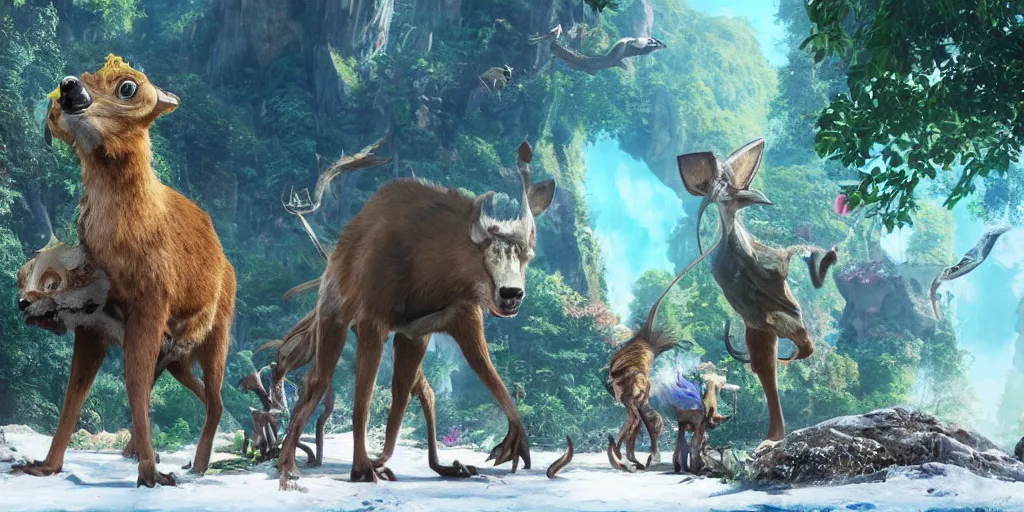 Image similar to a concept art of a fauna animal design, 8 k, avatar movie